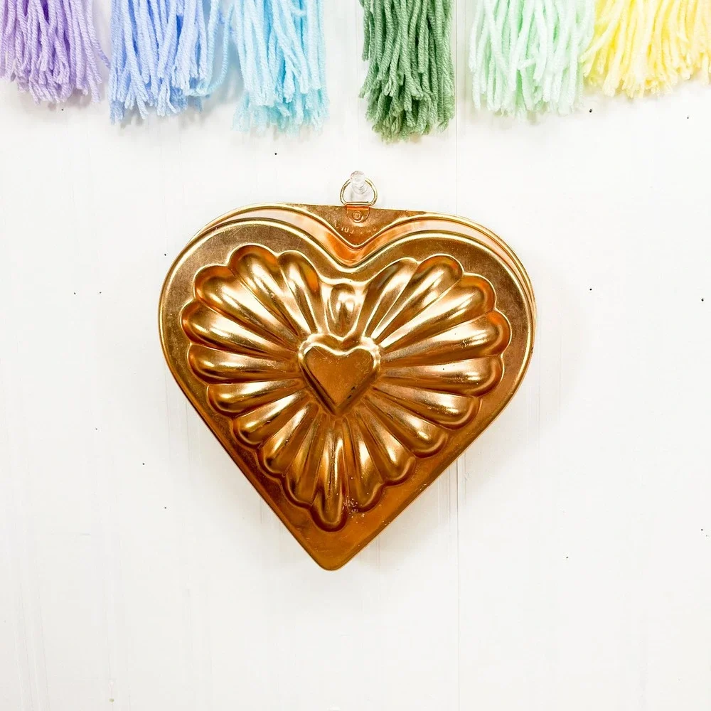 Vintage Copper Heart Mold Wall Decor